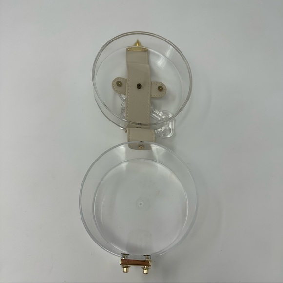 Round Clear Acrylic Purse Wristlet Chain Strap Gold Tone Lock Buckle Unique Box - Picture 8 of 11